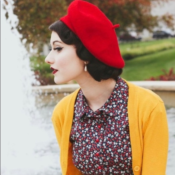 Accessories - CALL ME LOVELY Gorgeous Red Wool French Beret